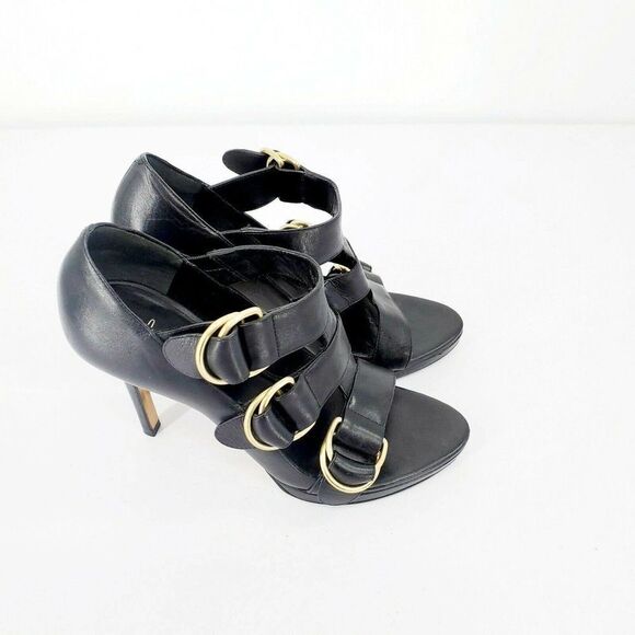 Cole Haan Veronica OT Air Black Gold Buckle Heels - Picture 3 of 6